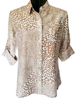 ✨Like New✨ Express Animal Print Slim Fit Portofino, Tan/White, Size S